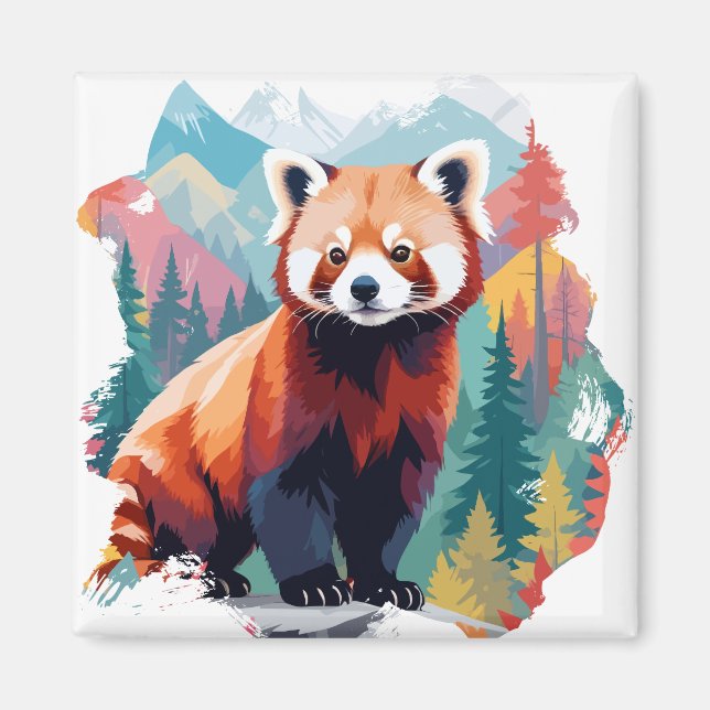 Red Panda Vector Art Animal i majestisk natur Magnet (Framsidan)