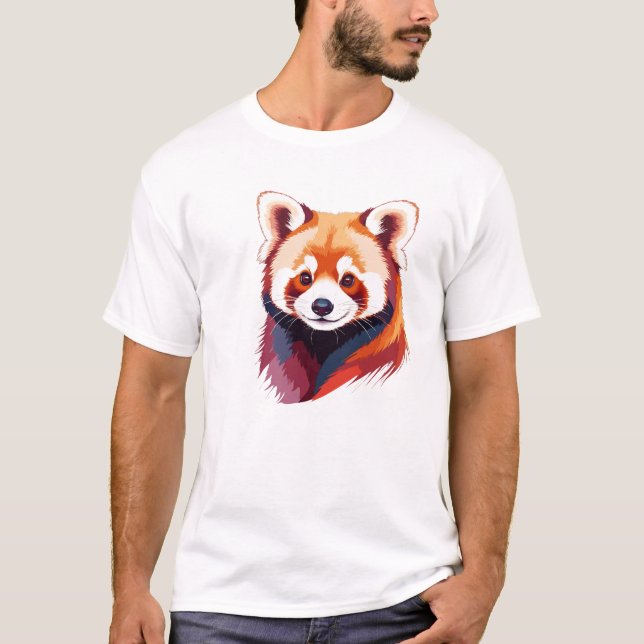 Red Panda Vector Art med Vibrant Färg T Shirt (Framsida)
