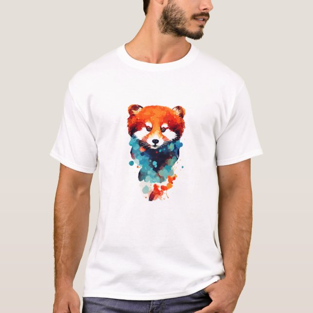 Red Panda Vild Nature Animal Färg Art T Shirt (Framsida)