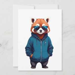 Red Panda Wearing Hoodie Funny Coola Animal Music Inbjudningar