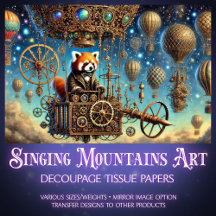 Red Panda Whimsical Steampunk Äventyr Decoupage