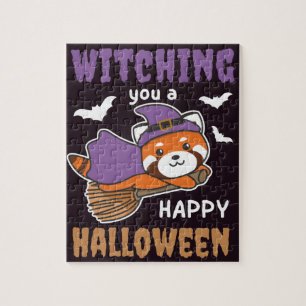 Red Panda Witch Witching You A Happy halloween Jig Pussel
