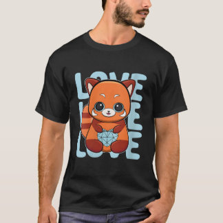 Red Panda With Holding Fathers Day T Shirt