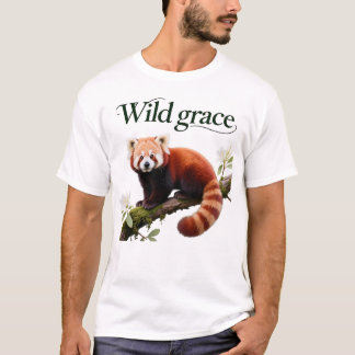 Red Panda with Rhododendron Flowers Art Print T Shirt