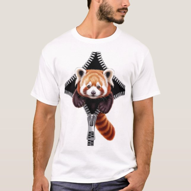 Red Panda with zipper T Shirt (Framsida)