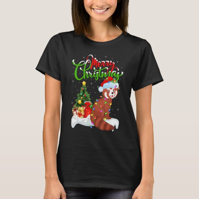 Red Panda   Xmas Decorations Santa Red Panda Chris T Shirt (Framsida)