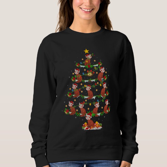 Red Panda   Xmas Lights Red Panda Christmas Tree T Shirt (Framsida)