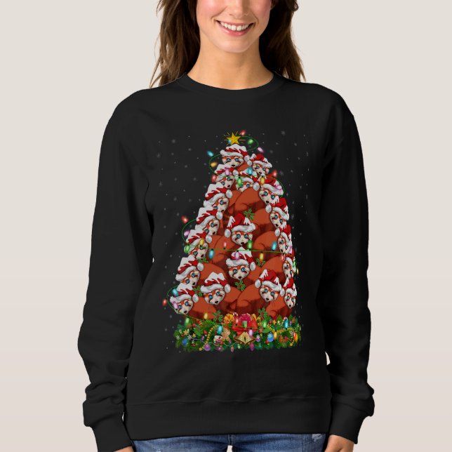 Red Panda   Xmas Lights Santa Red Panda Christmas  T Shirt (Framsida)