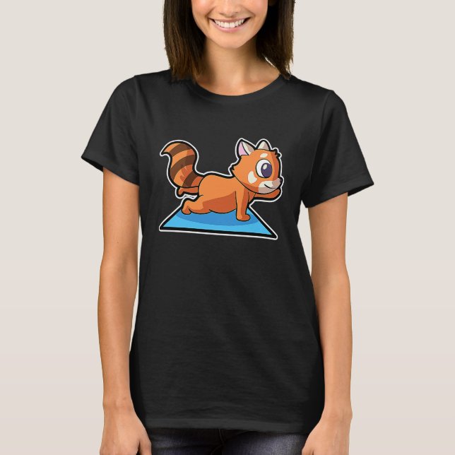 Red Panda Yoga Poses Sport Gymnastics Ohm Heartbea T Shirt (Framsida)