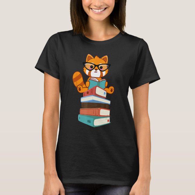 Red Pandas Book  Bookworm Cute Red Panda Reader T Shirt (Framsida)