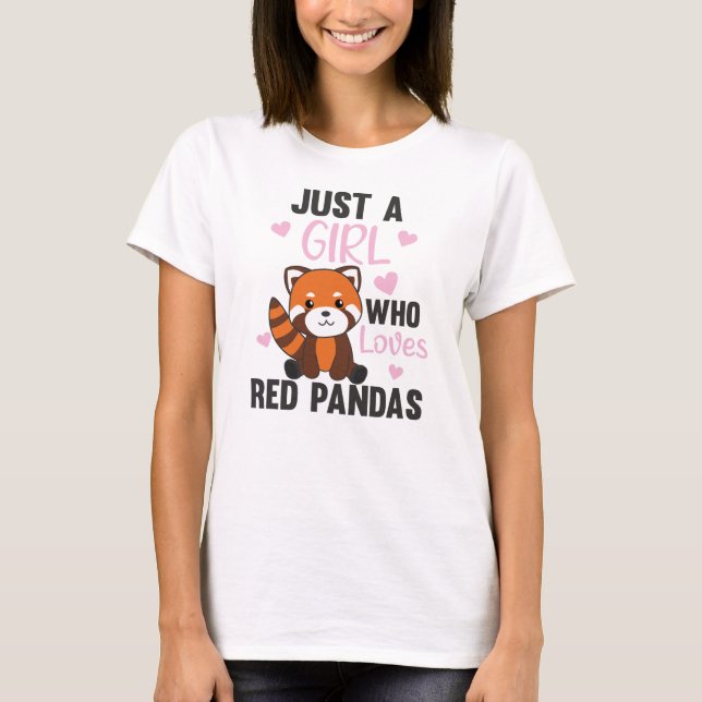 Red Pandas Girl Kärlek Red Panda Kawaii Cute Anima T Shirt (Framsida)