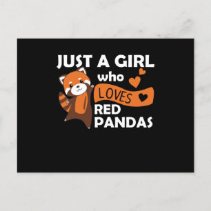Red Pandas Girl Kärlek Red Panda Kawaii Cute Anima Vykort