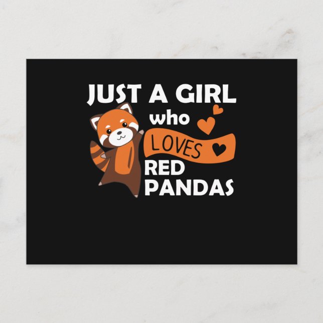Red Pandas Girl Kärlek Red Panda Kawaii Cute Anima Vykort (Framsida)