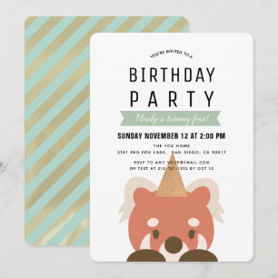 Red Pandas Simple Mint Grönt Birthday Inbjudningar