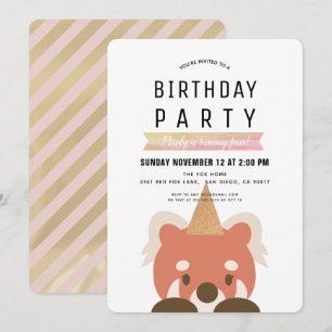 Red Pandas Simple Rosa Girl Birthday Inbjudningar