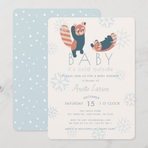 Red Pandas Snöflingor Baby Shower-inbjudan Inbjudningar