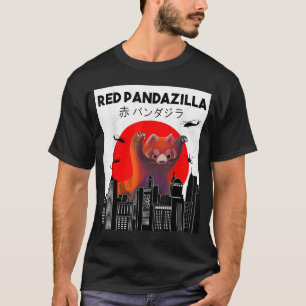 Red Pandazilla Japansk Sol Parody Red Panda T Shirt