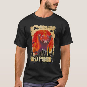 Red Pandazilla Japansk Sol Parody Red Panda T Shirt