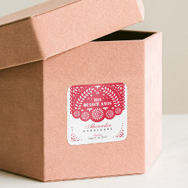 Red Papel Picado Mis Quince Años Fyrkantigt Klistermärke