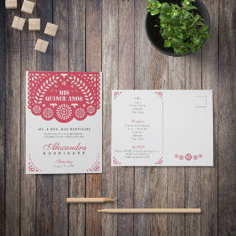 Red Papel Picado Mis Quince Años Inbjudan Vykort