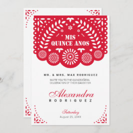 Red Papel Picado Mis Quince Años Inbjudningar