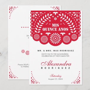 Red Papel Picado Mis Quince Años Inbjudningar