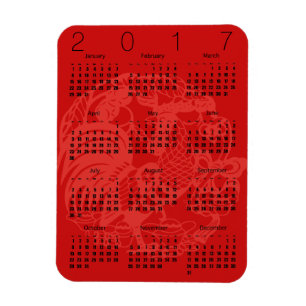 Red Papercut Tupp Calendar 2017 Magnet