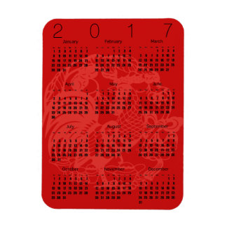 Red Papercut Tupp Calendar 2017 Magnet