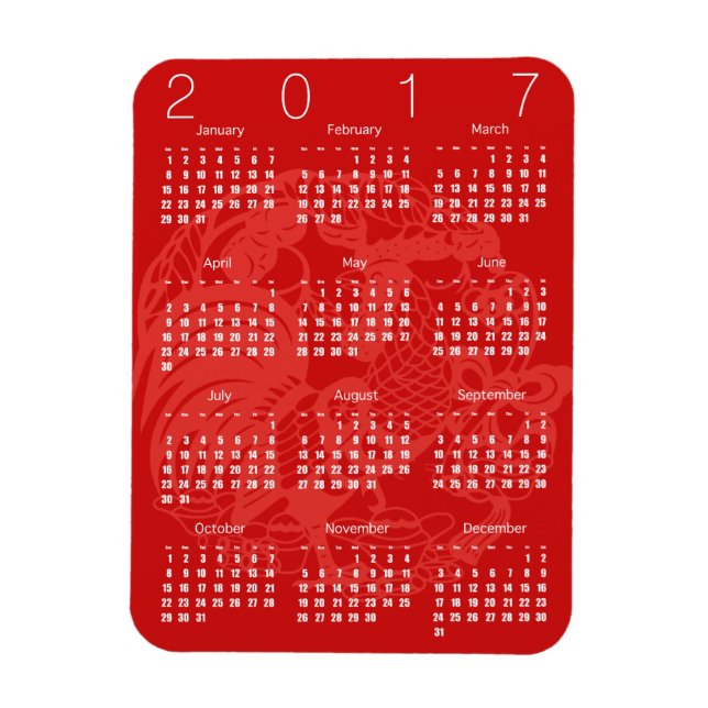 Red Papercut Tupp Calendar 2017 Magnet 2 (Vertikal)