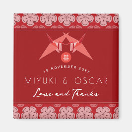 Red Papper Cranes Sakura Asian Bröllopsfest Favor Magnet