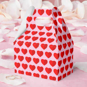 Red Papprare Hearts Mönster Rosa Presentaskar