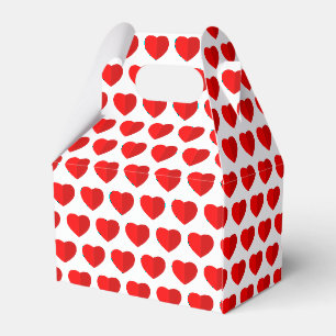 Red Papprare Hearts Mönster White Presentaskar