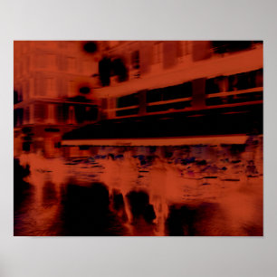 Red Paris kväll. Coola suddig rörelse Poster