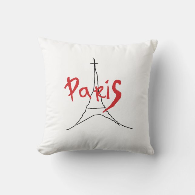 Red Paris Snyggt Dekorativ kudde / Cushion (Framsida)