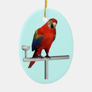 Red Parrot Scarlet Macaw Julgransprydnad Keramik