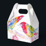 Red Parrot Wedding Cake Favour Box Rosella Bird Presentaskar<br><div class="desc">Parrot Watercolour painting Wedding Cake Favour Boxes,  Fully Customizable. Designed from one of my watercolour paintings.</div>