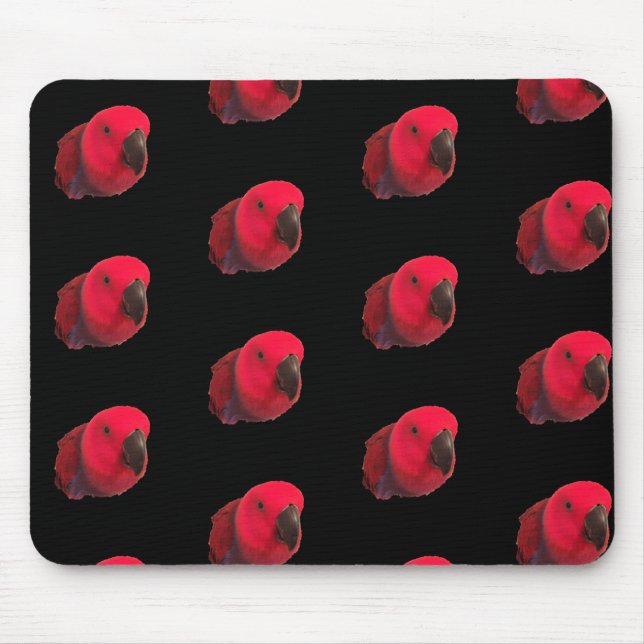 RED PARROTS MOUSEPAD Black Musmatta (Framsidan)
