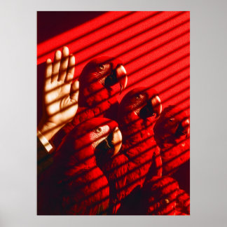 Red Parrots och en hand Poster