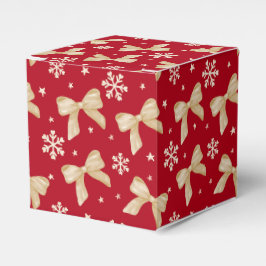 Red Party Favor Box with Gold Bow Pattern  Presentaskar