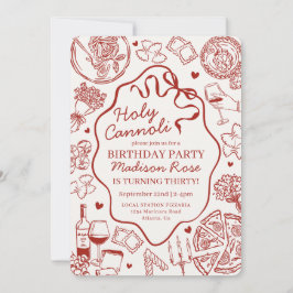 Red Pasta Party Holy Canolli Italian Birthday Inbjudningar