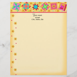 Red Patchwork Quilt Blocks Letterhead Brevhuvud