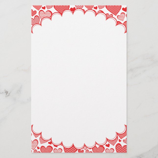 Red Patterned Hearts Ram Brevpapper (Framsida)