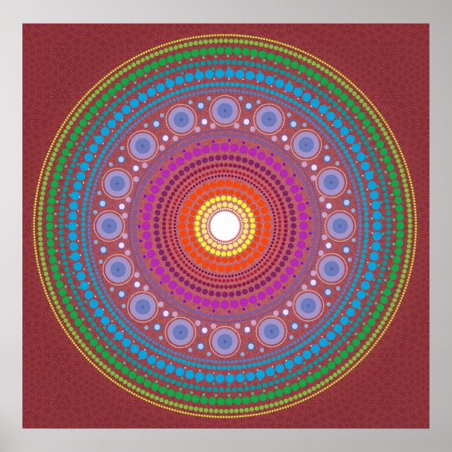 Red Patterned Mandala Poster (Framsidan)