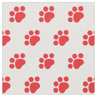 Red Paw Print Mönster Tyg