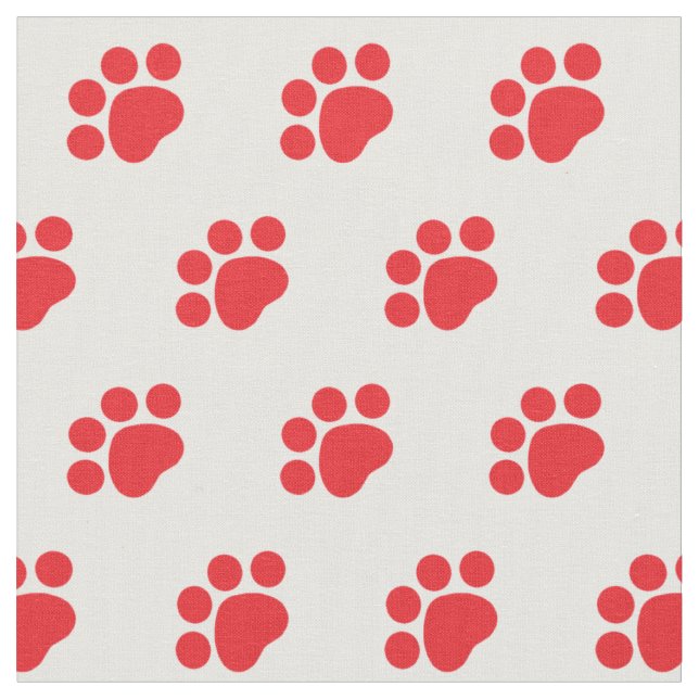Red Paw Print Mönster Tyg (Närbild)