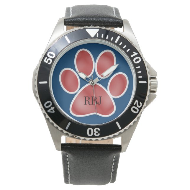 Red Pawprint Watch Armbandsur (Framsida)