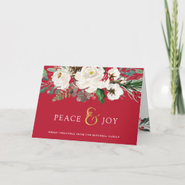 Red Peace and Joy | Blommigt God jul Helgkort