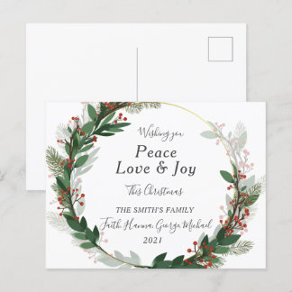 Red Peace Kärlek Joy Family God jul-vykort Vykort