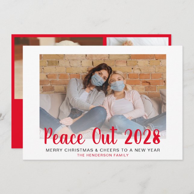 Red Peace Out-julen - nya året Foton Julkort (Fram/baksida)