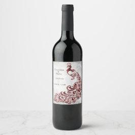 Red Peacock Löv Vine Bröllop Vin etikett